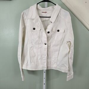 Wrangler Authentics Denim Jean Trucket Jacket Women's XL. White Stretch Retro